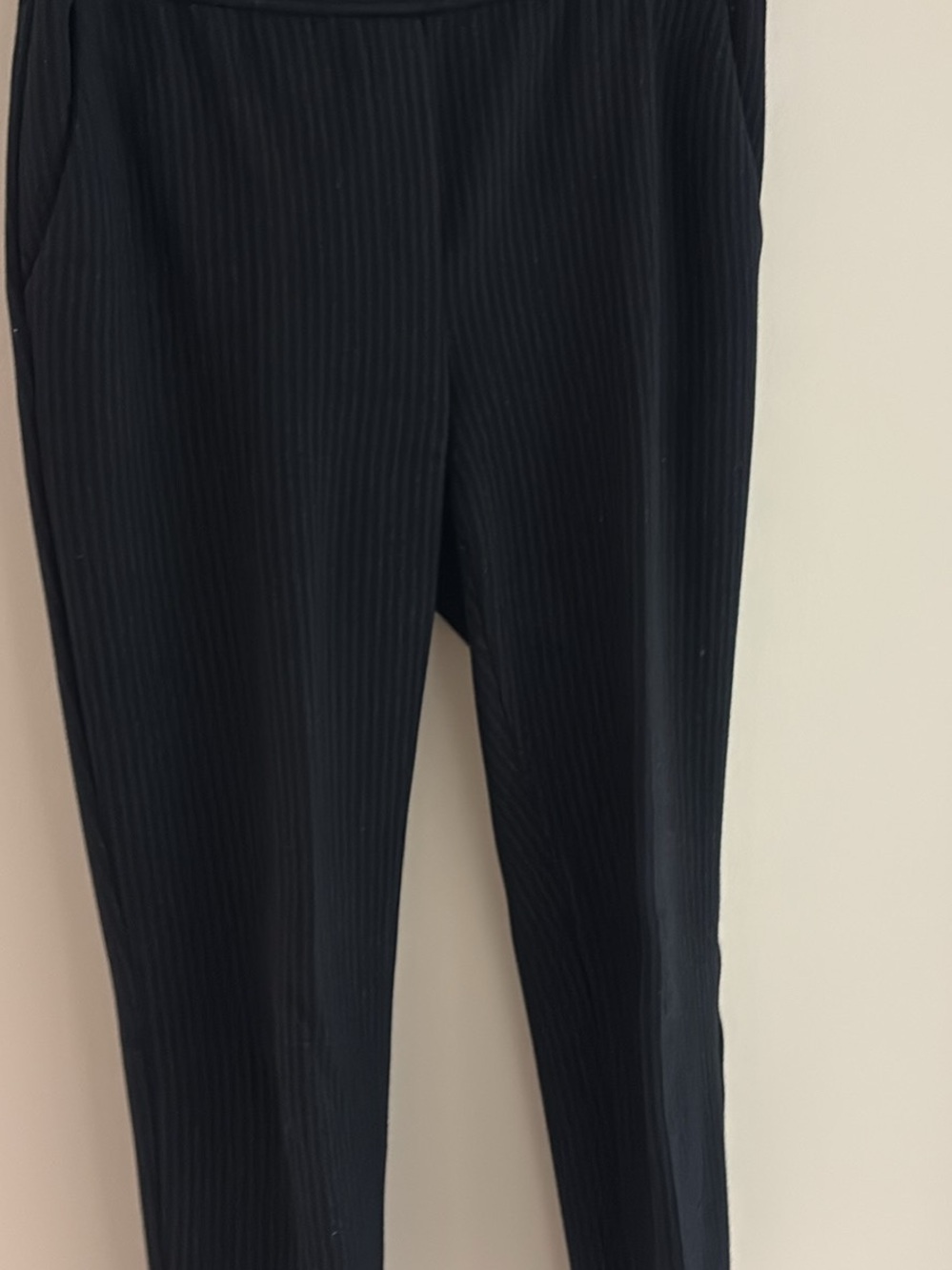 Theory Black Pinstripe Women's Straight-Leg Pants - Picture 2 of 4